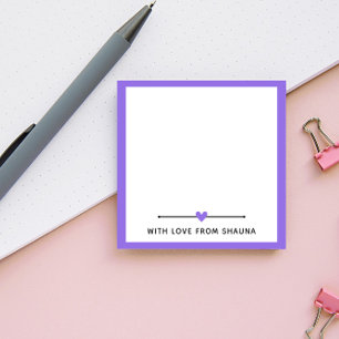 Purple Border & Heart With Love From Post-it Notes