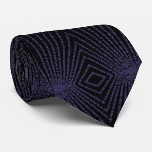 Purple Border On Black Symmetrical Repeat Pattern Neck Tie