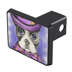 Purple Boston Terrier Detective Hitch Cover