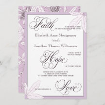 Purple Botanical Christian Wedding Invitation