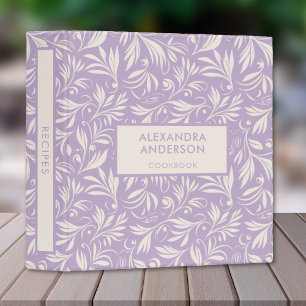 Purple Botanical Floral Leaves Swirls Pattern 3 Ring Binder