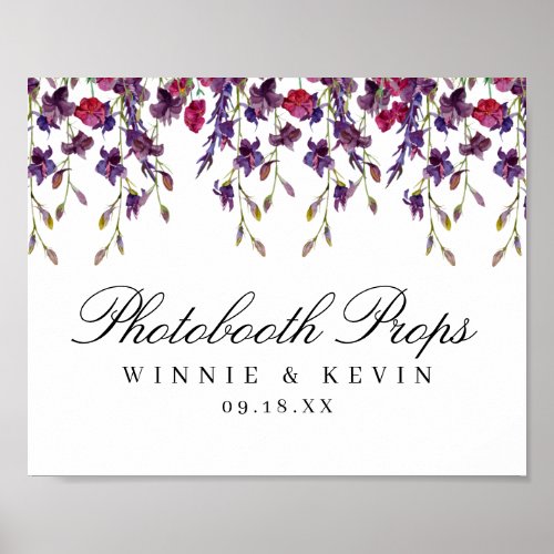 Purple Botanical Floral Photo Booth Sign