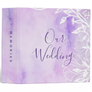 Purple Botanical Floral Spring Wedding Photo Album 3 Ring Binder