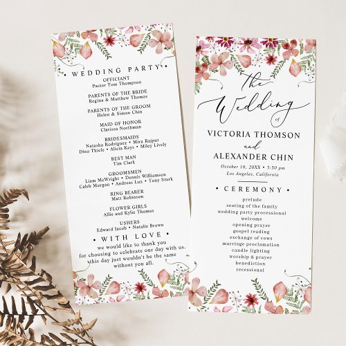 Purple Botanical Floral Wedding Program 