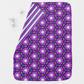 Purple Botanical Flowers on Cute Plum Girly Floral Baby Blanket