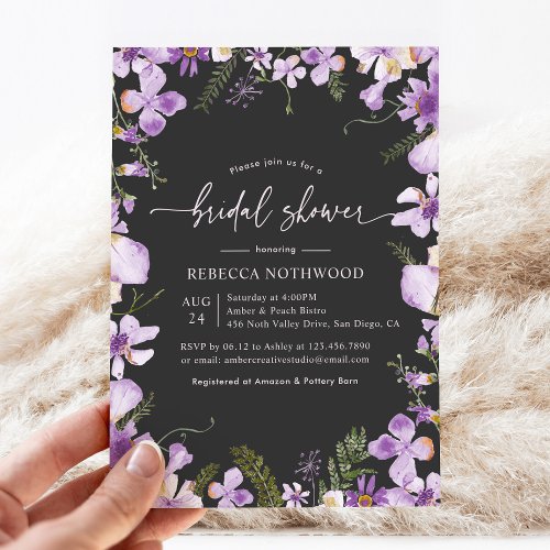 Purple Botanical Garden Bridal Shower Invitation