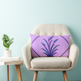 Purple Botanical Grass Design | Modern Decorative Lumbar Pillow
