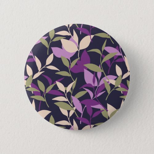 Purple Botanical Leaves Garden  Button