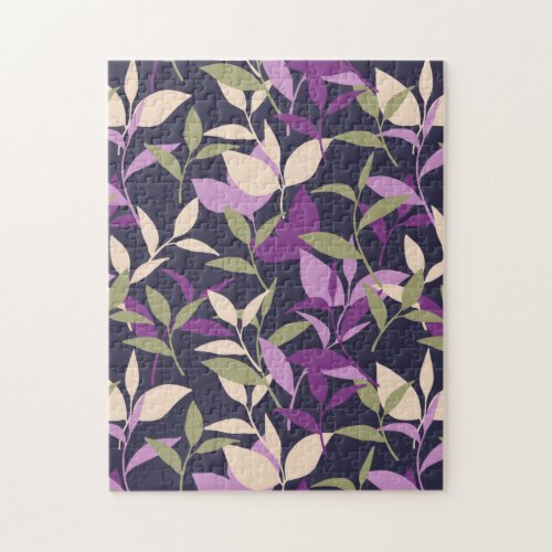 Purple Botanical Leaves Garden Jigsaw Puzzle