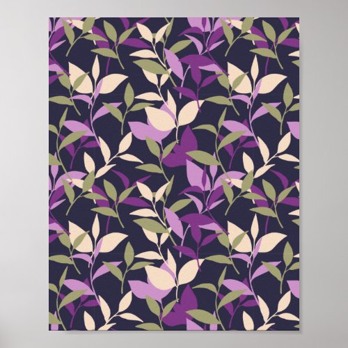 Purple Botanical Leaves Garden Poster