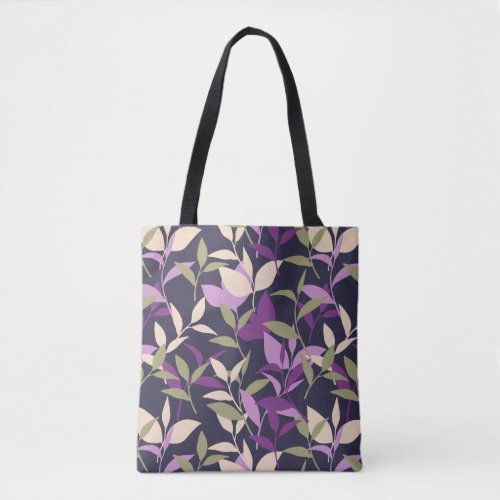 Purple Botanical Leaves Garden Tote Bag