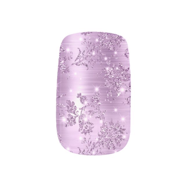 Purple Botanical Minx Nail Art Decals (Left Thumb)