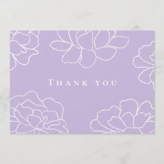 Purple Botanical Modern Wedding Thank You Card