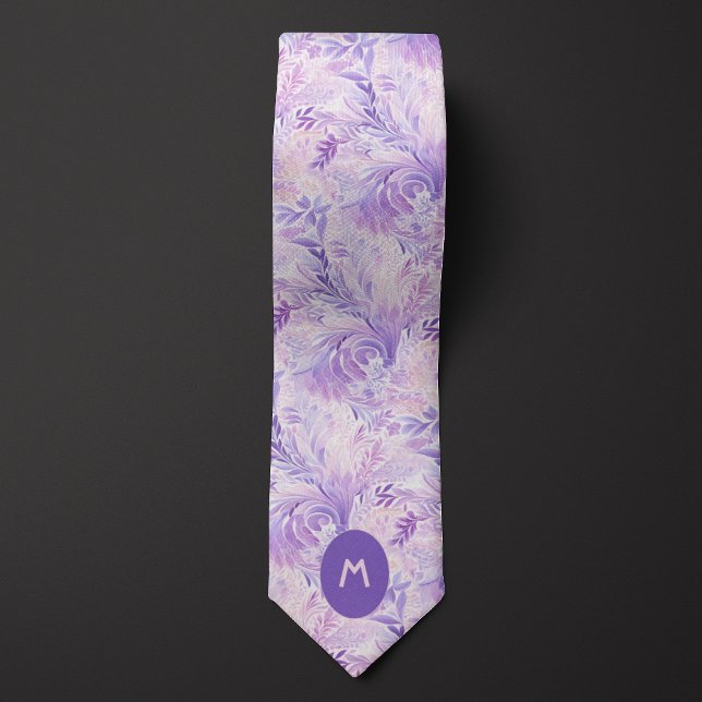 Purple Botanical Monogram Neck Tie (Creator Uploaded)