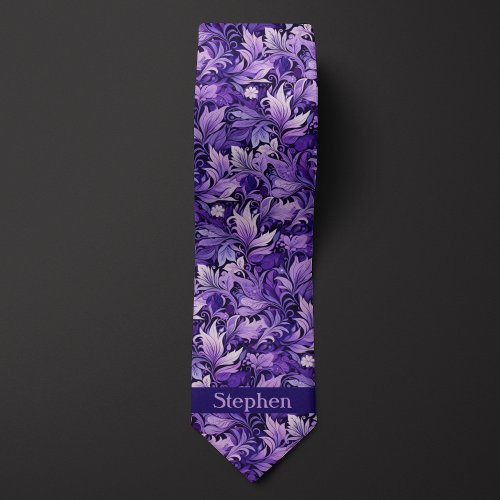 Purple Botanical Monogram Neck Tie