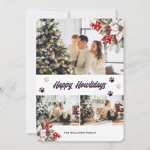 Purple Botanical Photo Happy Howlidays Holiday Card