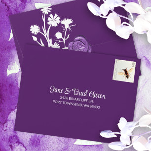 Purple Botanical, Pre-addressed RSVP Envelope
