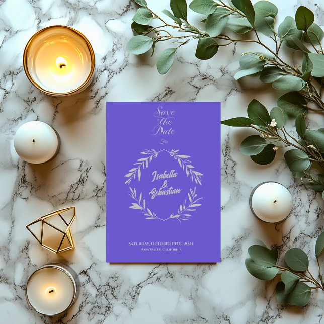 Purple Botanical Save the Date Wedding Card (Creator Uploaded)