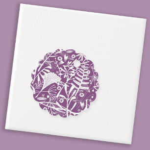 Purple Botanical Silhouette Favor Tags