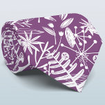 Purple Botanical Silhouette Neck Tie<br><div class="desc">Botanical floral and foliage silhouettes of leaves and flowers on a purple background.  Original art by Nic Squirrell.</div>