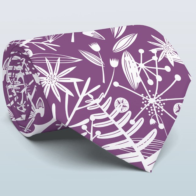 Purple Botanical Silhouette Neck Tie (Creator Uploaded)