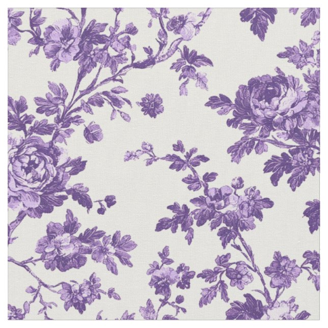 Purple Botanical Vine Pattern Fabric (Close Up)