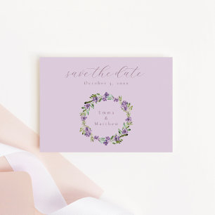 Purple Botanical Wreath Lilac QR Save The Date