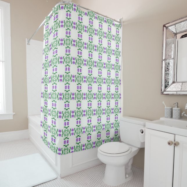purple botanicals shower curtain (In Situ)