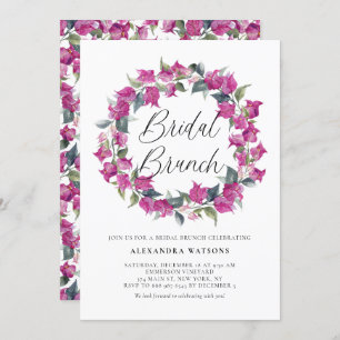Purple Bougainvillea Wreath Bridal Brunch Invitation
