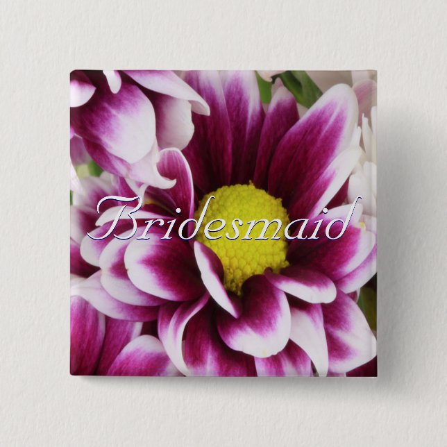 Purple Bouquet Bridesmaid Pinback Button (Front)