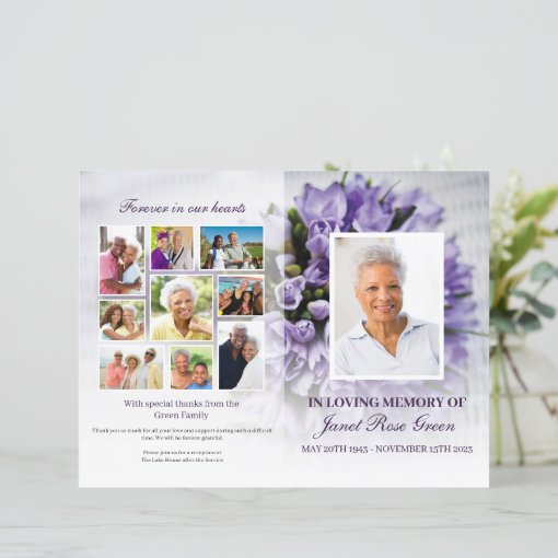 Purple Bouquet in Loving Memory Funeral Program | Zazzle