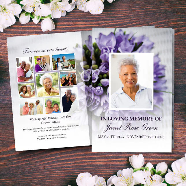 Purple Bouquet in Loving Memory Funeral Program | Zazzle