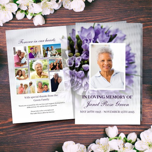 Purple Bouquet in Loving Memory Funeral Program