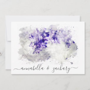*~* Purple Bouquet  RSVP QR AR26 Floral WEDDING Invitation