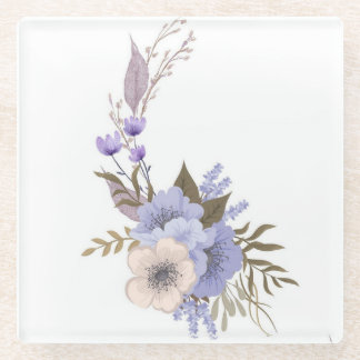 Purple boutique style floral  glass coaster