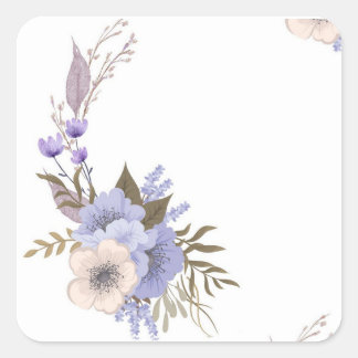 Purple boutique style floral  square sticker
