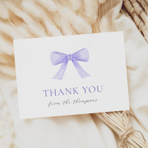 Purple Bow Baby Girl Thank You Card