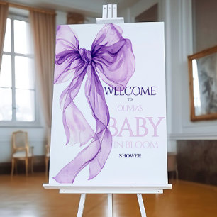 Purple Bow Baby In Bloom Baby Shower Welcome Foam Board