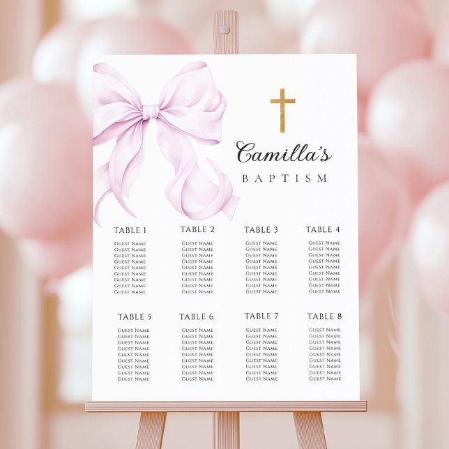 Purple Bow Baptism Seating Chart Foam Board (Creator Uploaded)