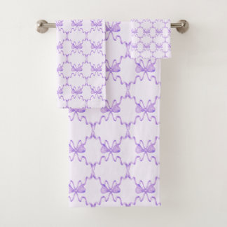 Purple Bow Bath Towel Set