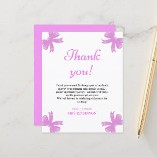 Purple Bow Bridal Shower Thank You Card