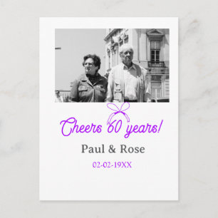 Purple bow cheers to 60 years anniversary wedding  postcard
