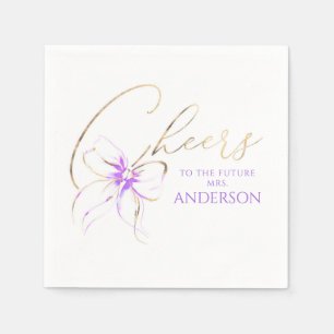 Purple Bow Cheers To The Future Mrs Bridal Shower Napkins