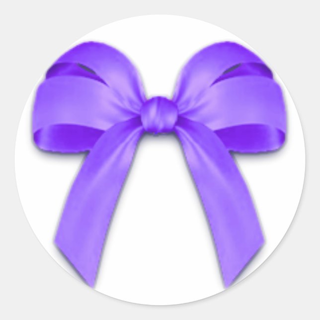 Purple Bow Classic Round Sticker (Front)