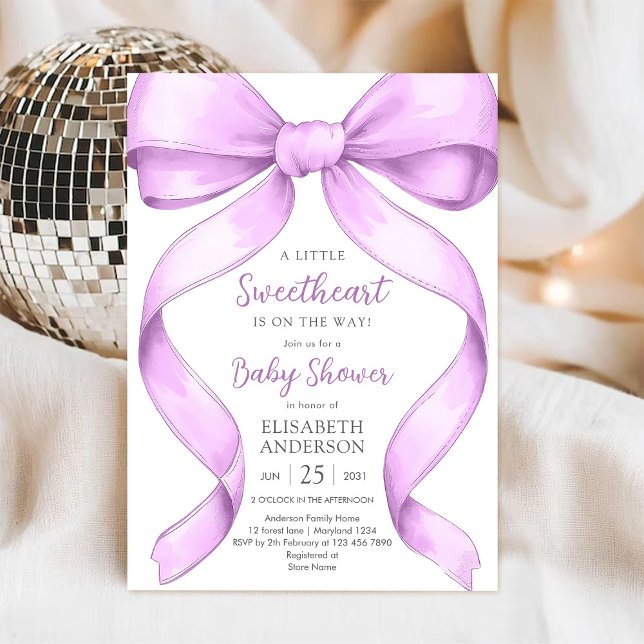 Purple Bow Coquette Baby Shower Invitation (Creator Uploaded)