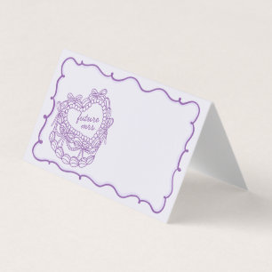 Purple Bow Coquette Cake Bridal Shower Place Card