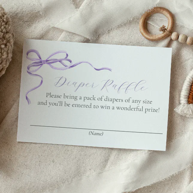 Purple Bow Diaper Raffle Enclosure Card | Zazzle