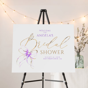 Purple Bow Elegant Bridal Shower Welcome Sign