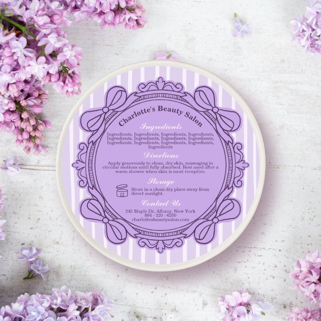 Purple Bow Frame Ingredients & Directions Label (Purple Bow Frame Ingredients & Directions Label)