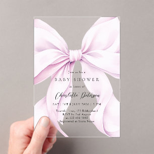 Purple Bow Girl Baby Shower Invitation